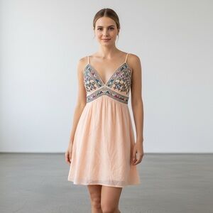 MAJORELLE Light Orange Textured Dress